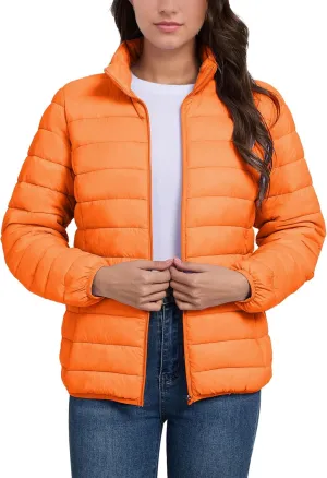 SMENG Women's Lightweight Quilted Puffer Jackets Full-Zip Stand-collar with 4 Pockets Padded Fleece Jacket Coat