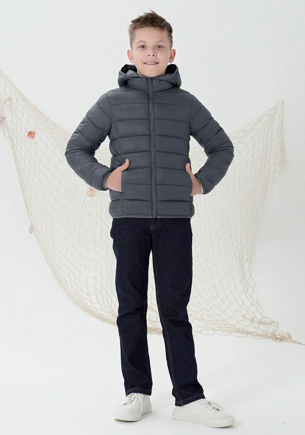 SOLOCOTE Girls Winter Coats Lightweight Water-Resistant Windproof Packable Hooded Down Like Padding Jacket 4-12 Years