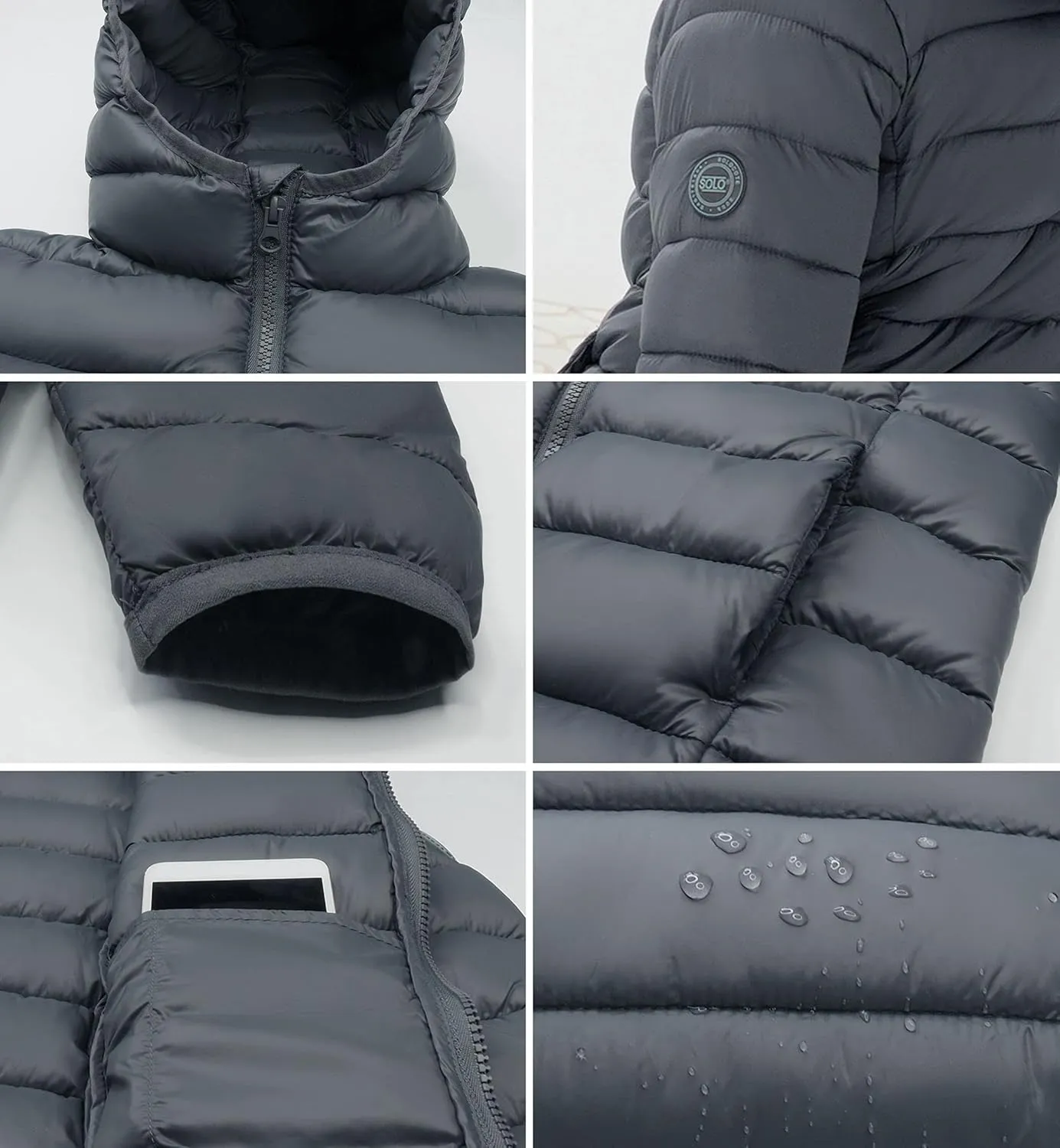 SOLOCOTE Girls Winter Coats Lightweight Water-Resistant Windproof Packable Hooded Down Like Padding Jacket 4-12 Years