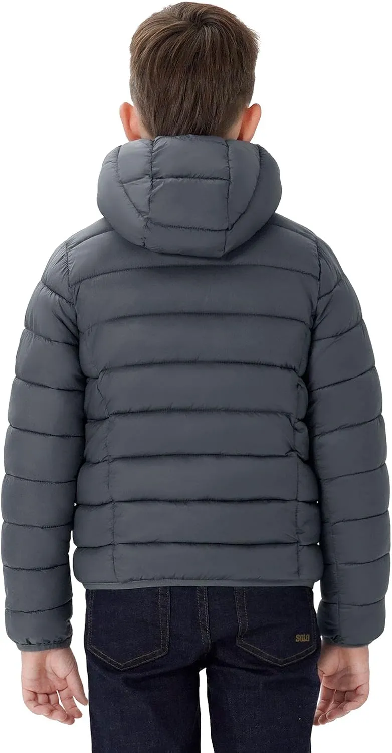 SOLOCOTE Girls Winter Coats Lightweight Water-Resistant Windproof Packable Hooded Down Like Padding Jacket 4-12 Years