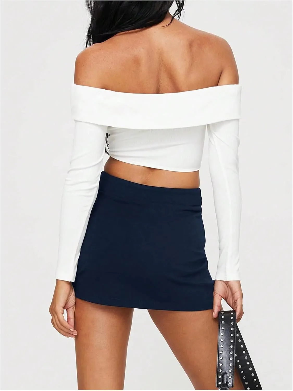 SOLY HUX Women's Mini Skirt Skorts Y2k Split Zipper Side Stretchy Pencil Bodycon Skirts with Shorts Underneath