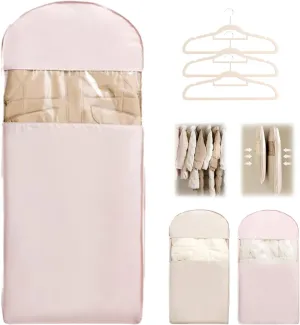 Space Saving Hanging Garment Bag with Self Compression Zipper, Dust and Moisture Proof Space Saving Garment Bags, Garment Bags for Hanging Clothes to Organize Your Winter Coats