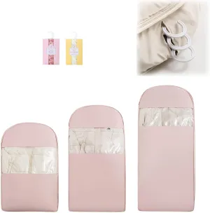 Space Saving Hanging Garment Bag with Self Compression Zipper, Hanging Garment Bag with Self Compression Zipper, 2025 New Ultra Ideal for Closet Storage, Travel, Coats, and Suits (pink, L)