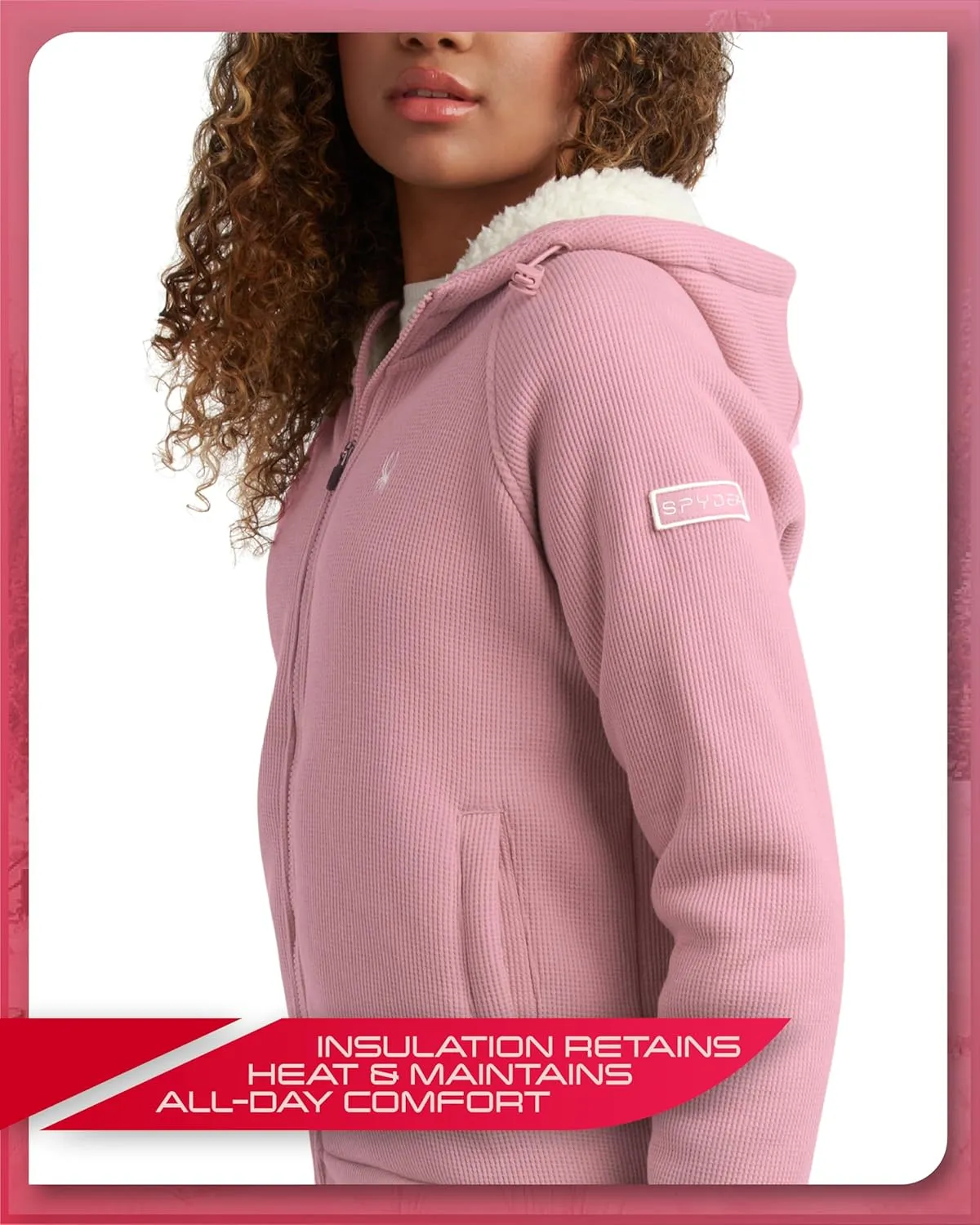 Spyder Women's Sherpa Fleece Jacket - UPF 50  Heavyweight Thermal Waffle Knit Hoodie Sweatshirt with Pockets (Sizes: S-XL)