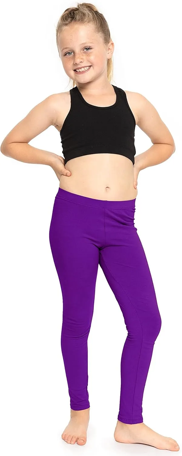 STRETCH IS COMFORT Girl's Cotton Footless Leggings Set of 3 Pieces | Stretchy | Size 2-14