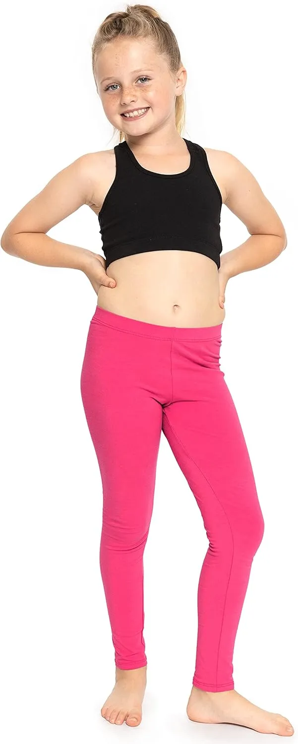 STRETCH IS COMFORT Girl's Cotton Footless Leggings Set of 3 Pieces | Stretchy | Size 2-14
