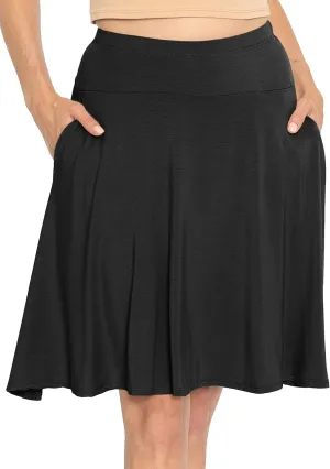 STRETCH IS COMFORT Women's and Plus Knee Length and MIDI A-Line Skirt w/Pockets