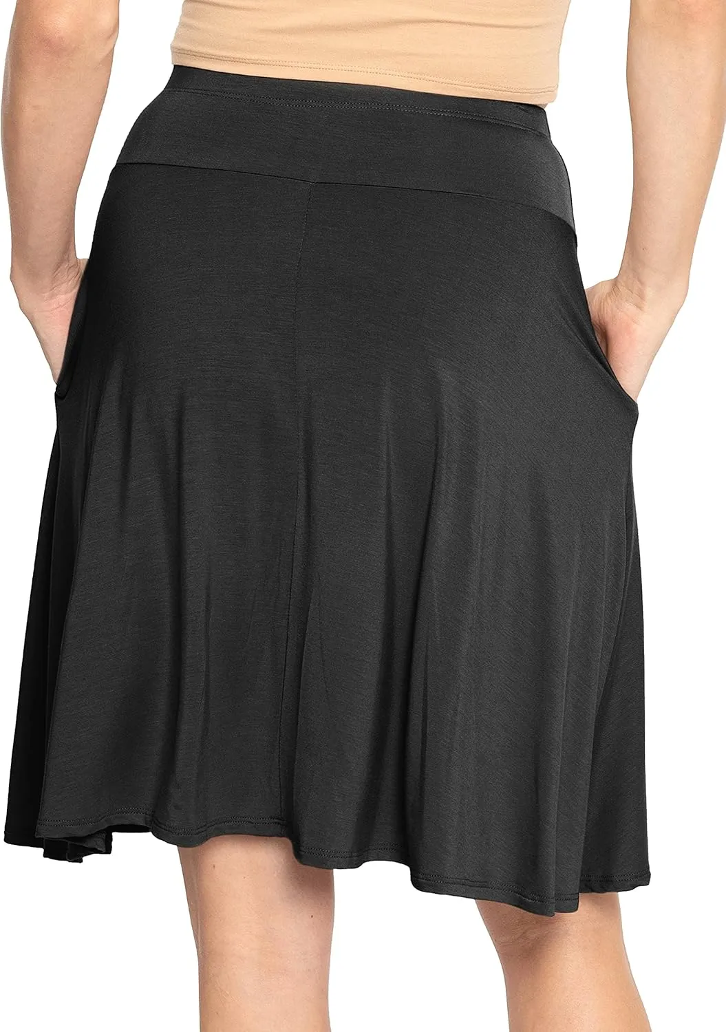 STRETCH IS COMFORT Women's and Plus Knee Length and MIDI A-Line Skirt w/Pockets