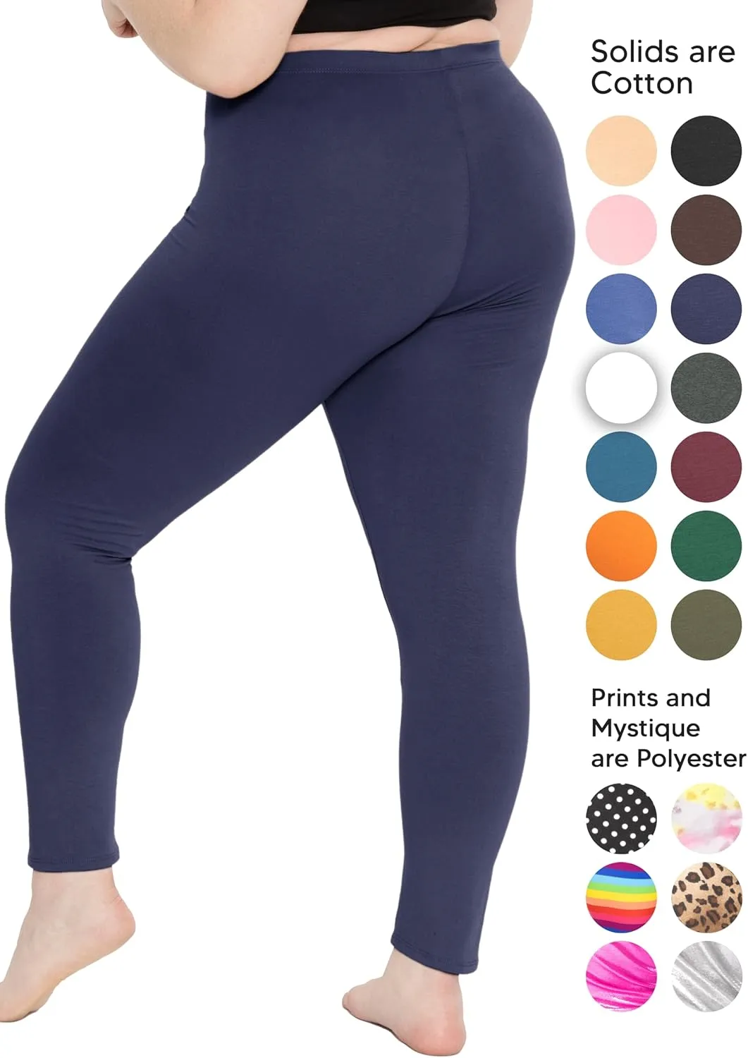 STRETCH IS COMFORT Women's Plus Size Knee & Full Length Cotton Leggings | X-Large - 7X