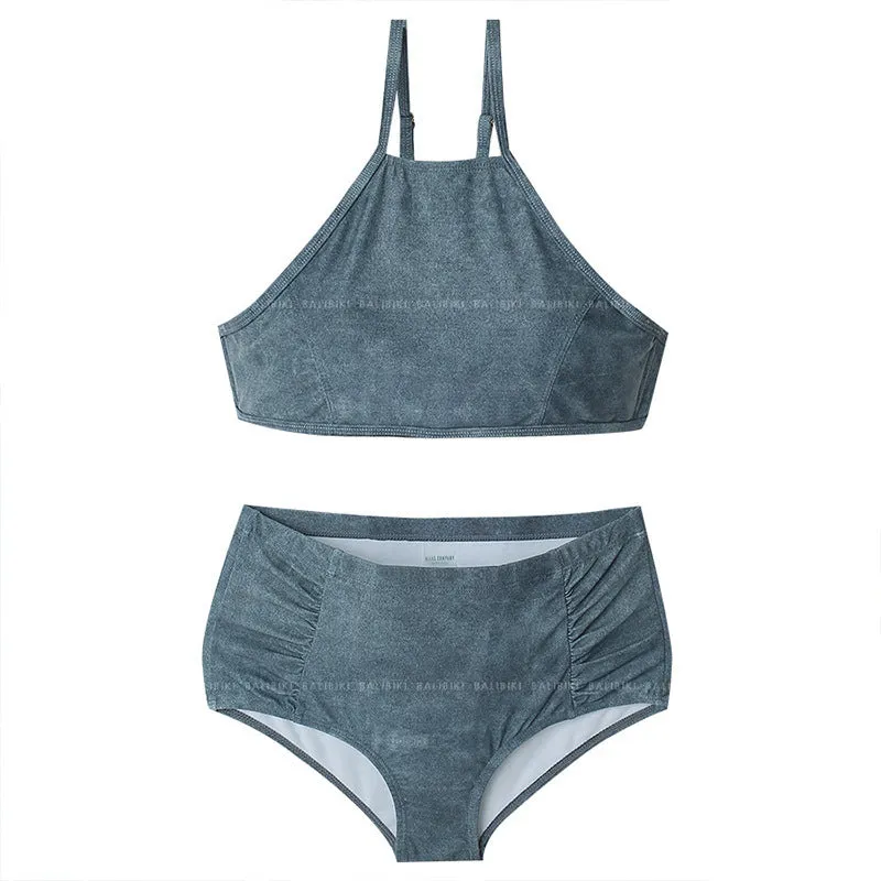 Swimsuit Female Korean Ins Student Net Red Conservative Cover Belly Slimming Hot Spring Split Two-Piece Swimming Suit