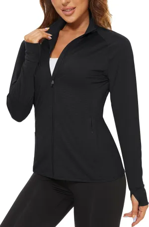 TACVASEN Women's Athletic Jackets Lightweight UV Protection Shirts Full Zip Workout Jacket UPF 50  Long Sleeve Sun Shirt