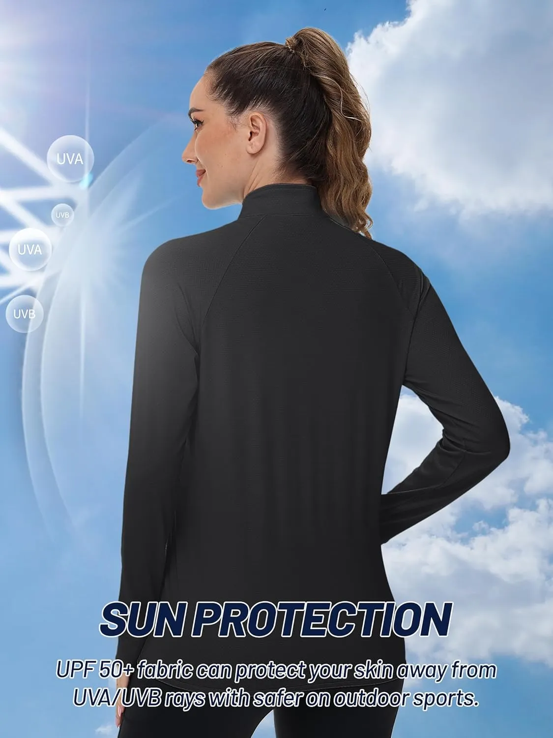 TACVASEN Women's Athletic Jackets Lightweight UV Protection Shirts Full Zip Workout Jacket UPF 50  Long Sleeve Sun Shirt
