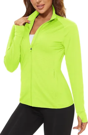 TACVASEN Women's Athletic Jackets Lightweight UV Protection Shirts Full Zip Workout Jacket UPF 50  Long Sleeve Sun Shirt