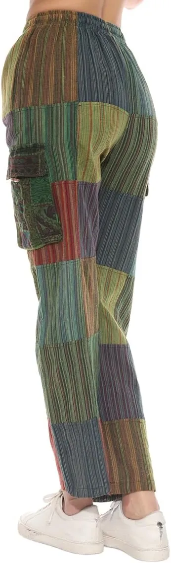 THE COLLECTION ROYAL Unisex Hippie Patchwork Bohemian Casual Rave Festival Harem Drawstring Boho Trouser Pants