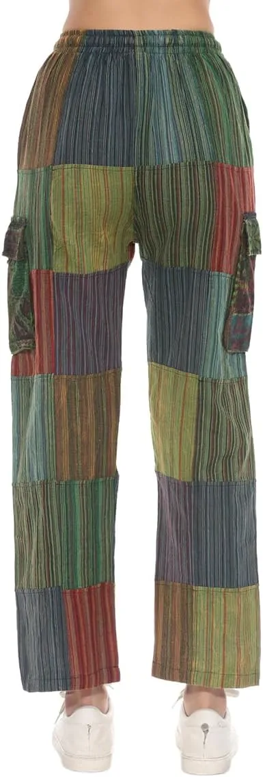 THE COLLECTION ROYAL Unisex Hippie Patchwork Bohemian Casual Rave Festival Harem Drawstring Boho Trouser Pants