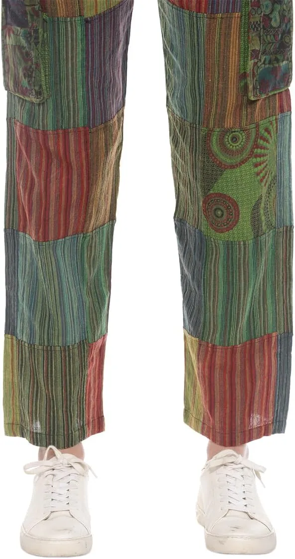 THE COLLECTION ROYAL Unisex Hippie Patchwork Bohemian Casual Rave Festival Harem Drawstring Boho Trouser Pants