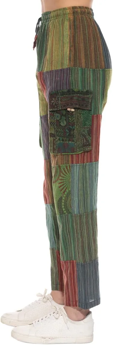 THE COLLECTION ROYAL Unisex Hippie Patchwork Bohemian Casual Rave Festival Harem Drawstring Boho Trouser Pants