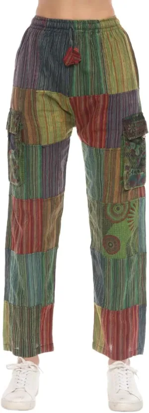 THE COLLECTION ROYAL Unisex Hippie Patchwork Bohemian Casual Rave Festival Harem Drawstring Boho Trouser Pants