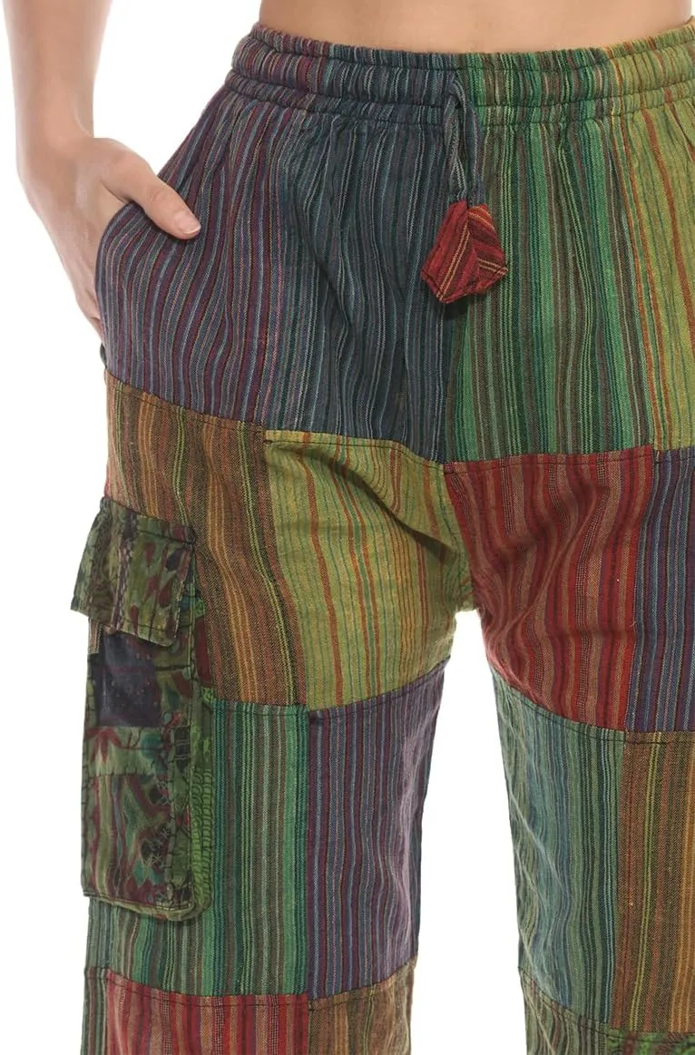 THE COLLECTION ROYAL Unisex Hippie Patchwork Bohemian Casual Rave Festival Harem Drawstring Boho Trouser Pants