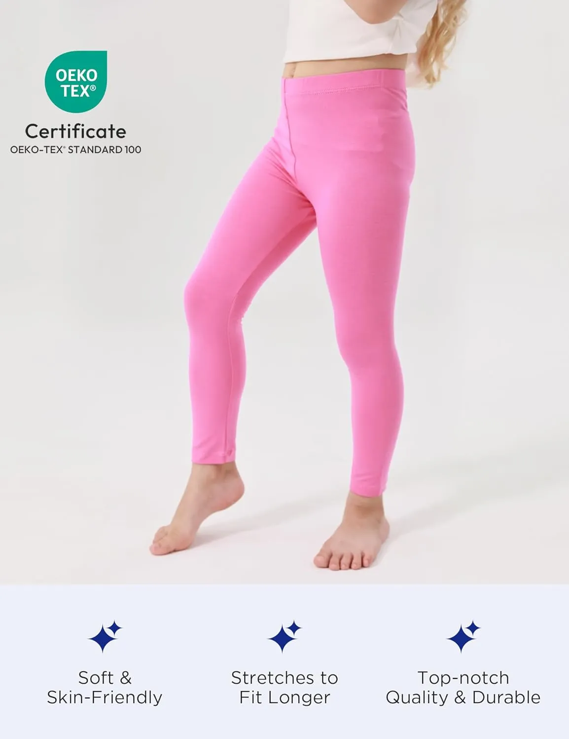 Toddler Girls Leggings 2-Pack Bamboo Viscose Little Girls Casual Stretch Pants