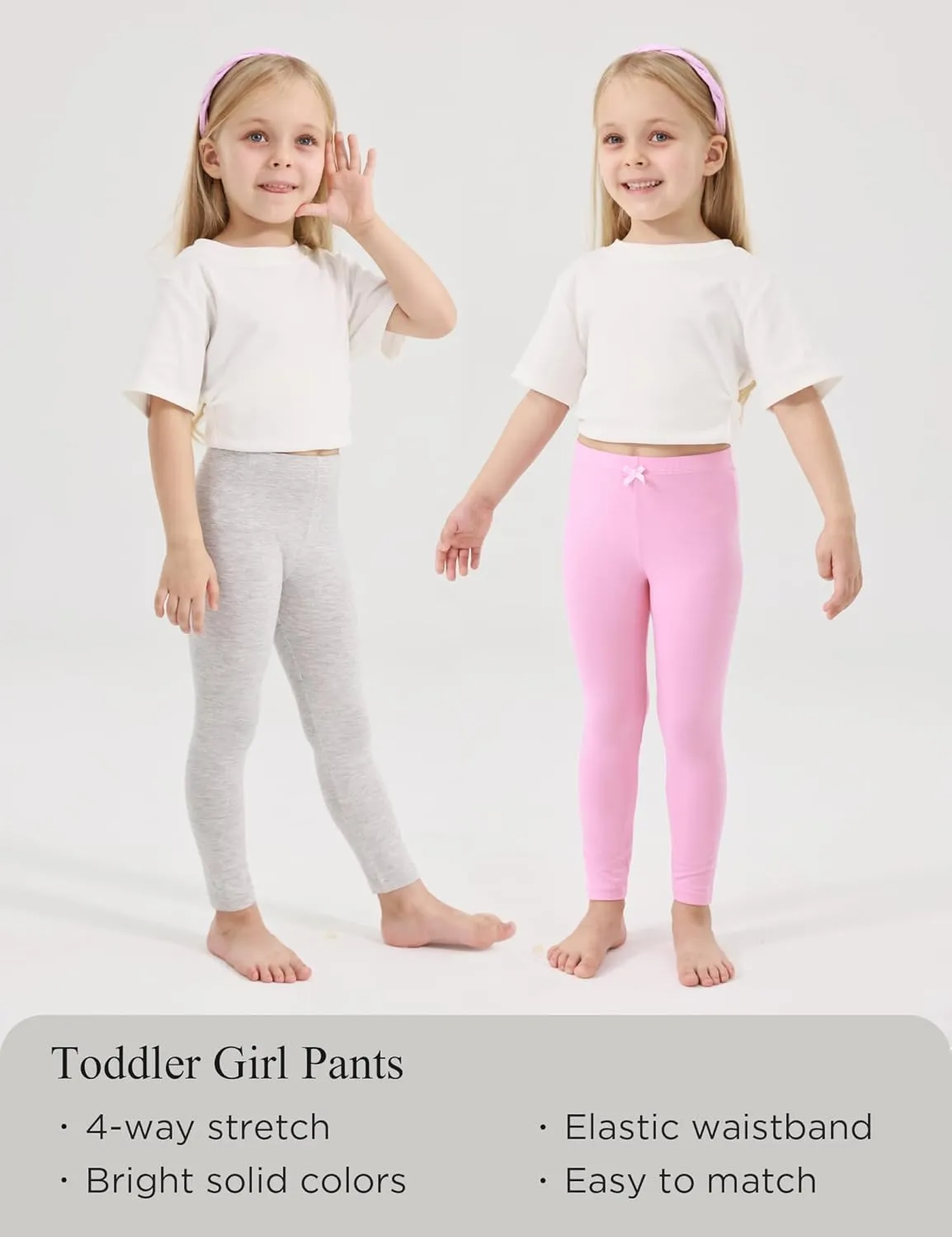 Toddler Girls Leggings 2-Pack Bamboo Viscose Little Girls Casual Stretch Pants