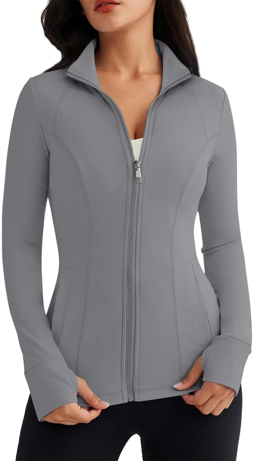 Trendy Queen Womens Lightweight Zip Up Jackets Mock Turtleneck Fall Hoodies Fitted 2024 Athletic Workout Clothes with Pockets