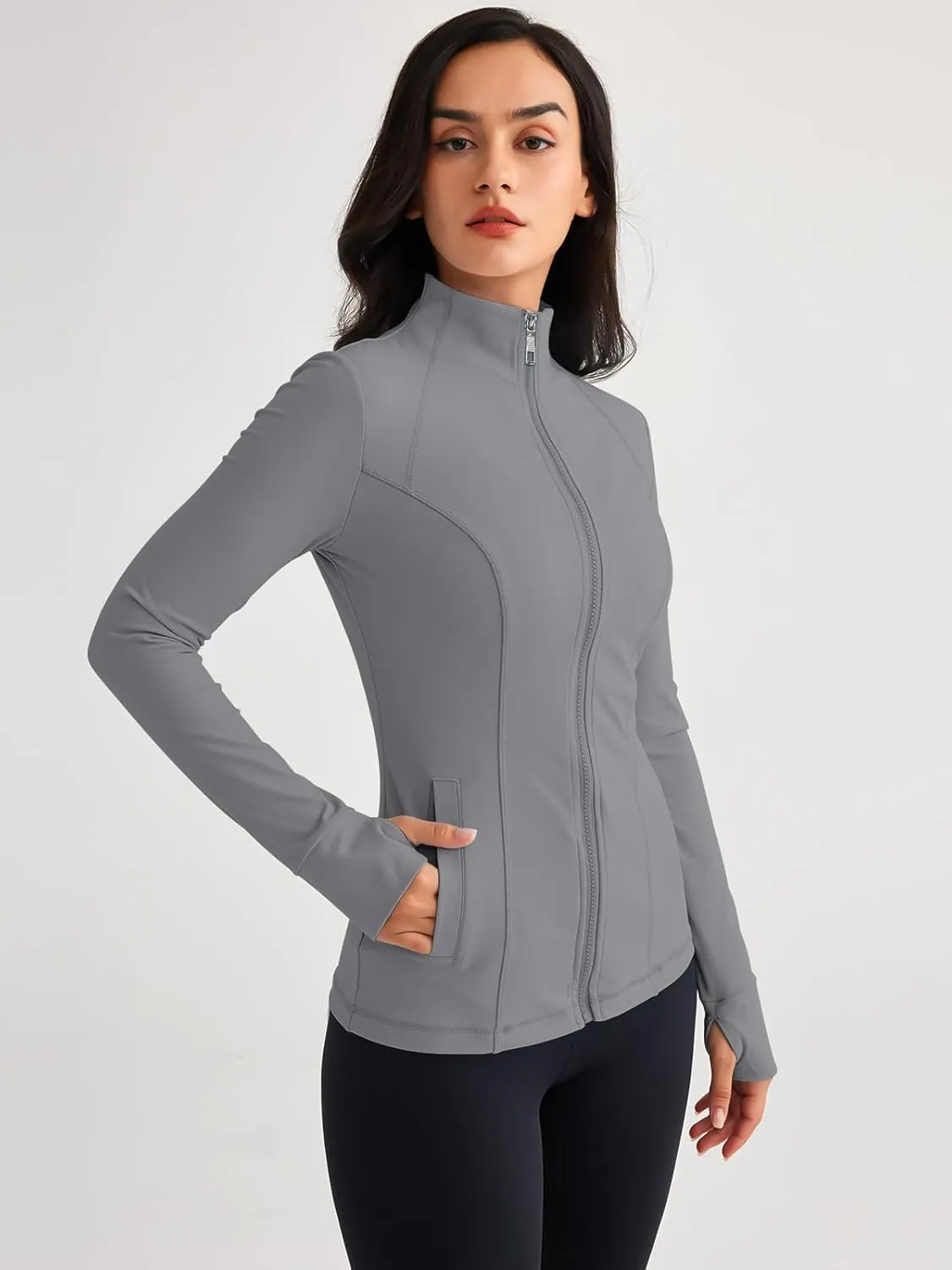 Trendy Queen Womens Lightweight Zip Up Jackets Mock Turtleneck Fall Hoodies Fitted 2024 Athletic Workout Clothes with Pockets