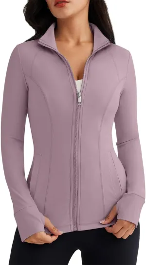 Trendy Queen Womens Lightweight Zip Up Jackets Mock Turtleneck Fall Hoodies Fitted 2024 Athletic Workout Clothes with Pockets