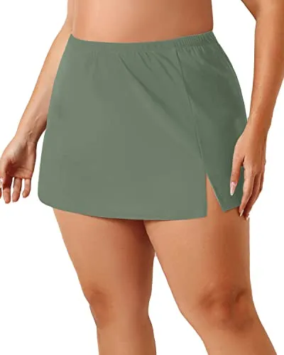 Tummy Control High Waisted Swimsuit Bottoms For Curvy Women-Olive Green