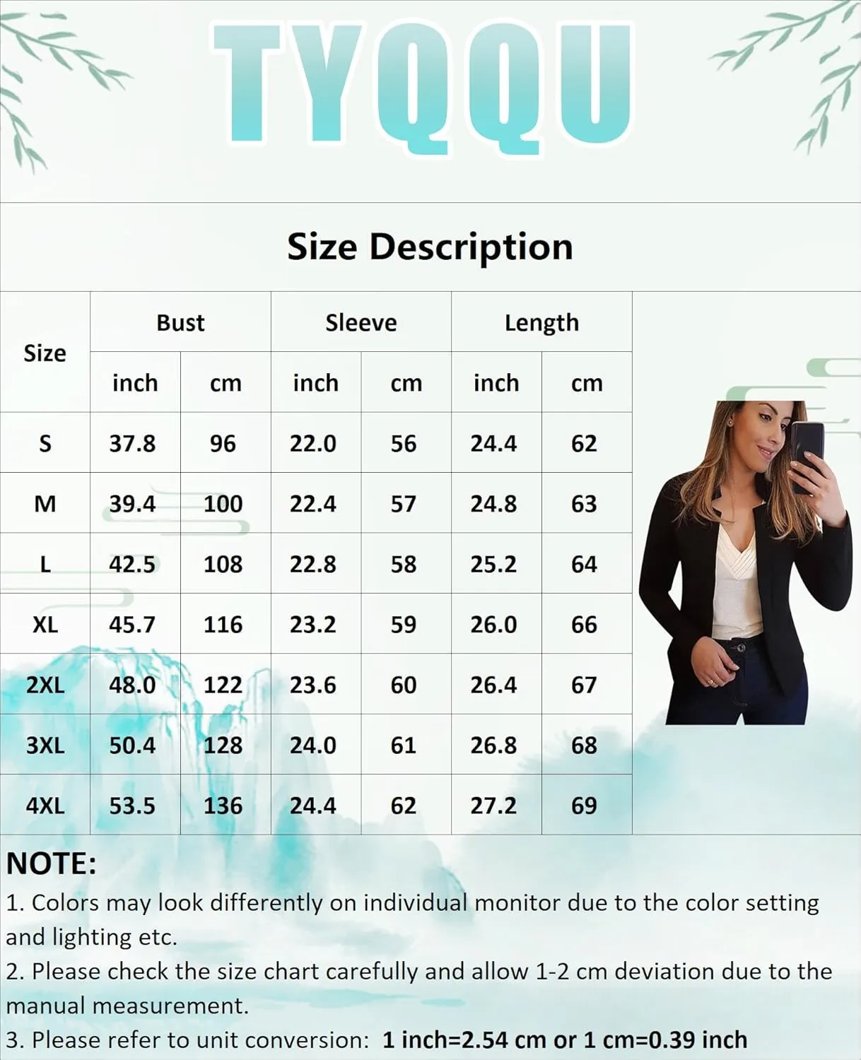 TYQQU Womens Oversized Button Down Blazer Slim Work Office Fit Lightweight Cardigan
