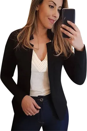 TYQQU Womens Oversized Button Down Blazer Slim Work Office Fit Lightweight Cardigan