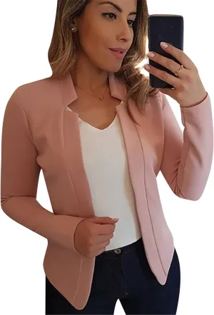 TYQQU Womens Oversized Button Down Blazer Slim Work Office Fit Lightweight Cardigan