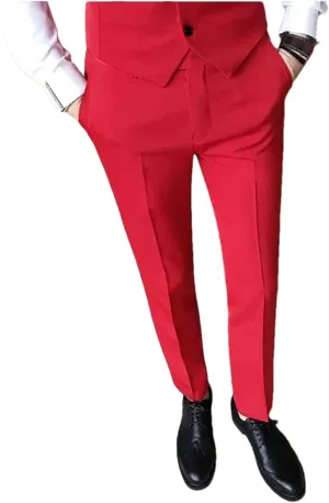 UIOKLMJH Men Slim Fit Business Dress Suit Pants Solid Color Spring Formal Trousers Dress Pants