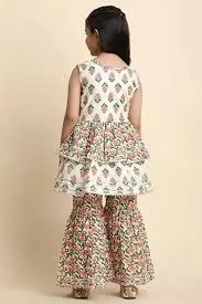 Unique Multi Colored Kurta With Koti Style Sharara Suits For Girls