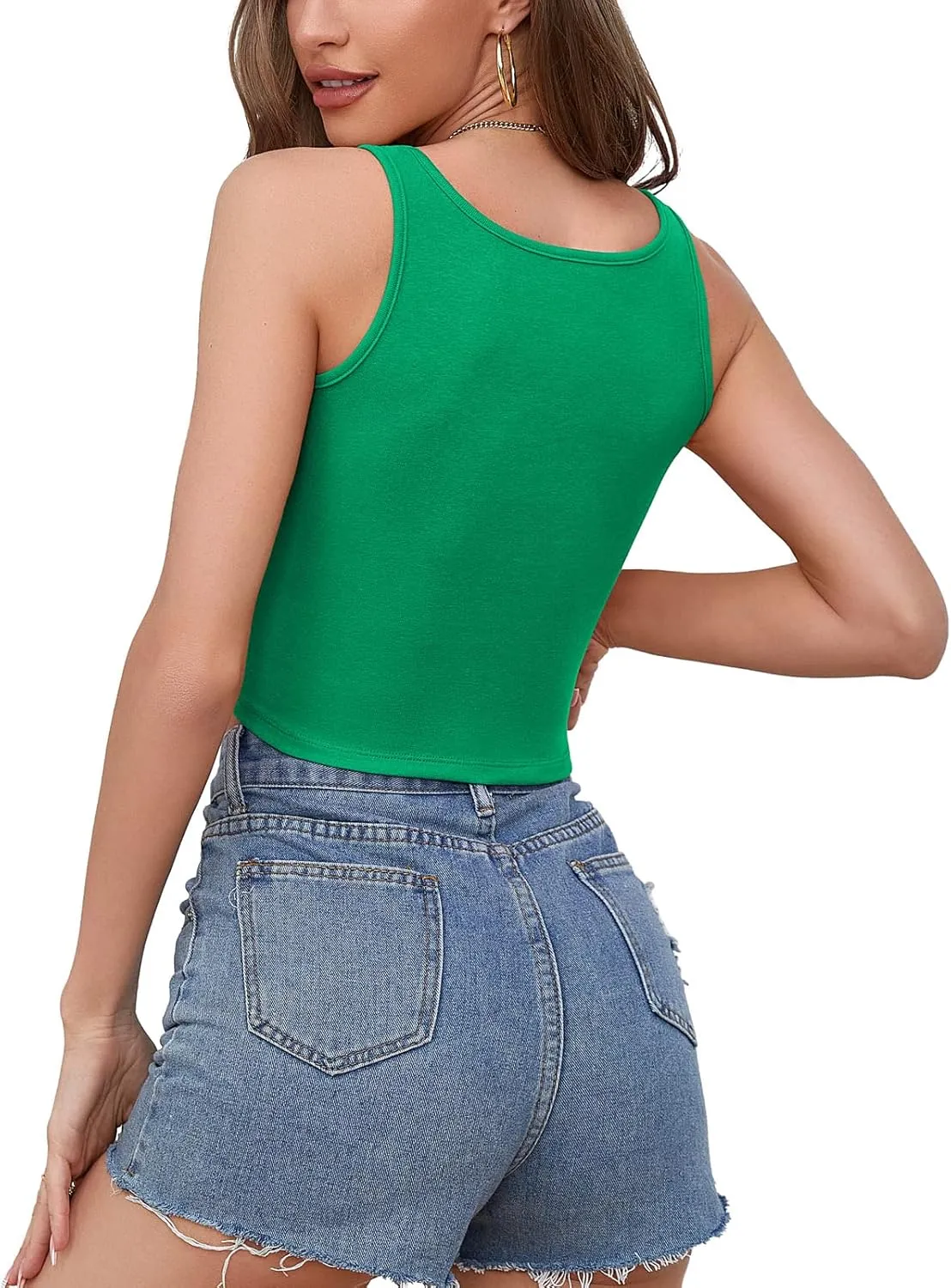 V FOR CITY Crop Tops for Women Front Cutout Cropped Tank Summer Sleeveless Cotton Cami Shirts