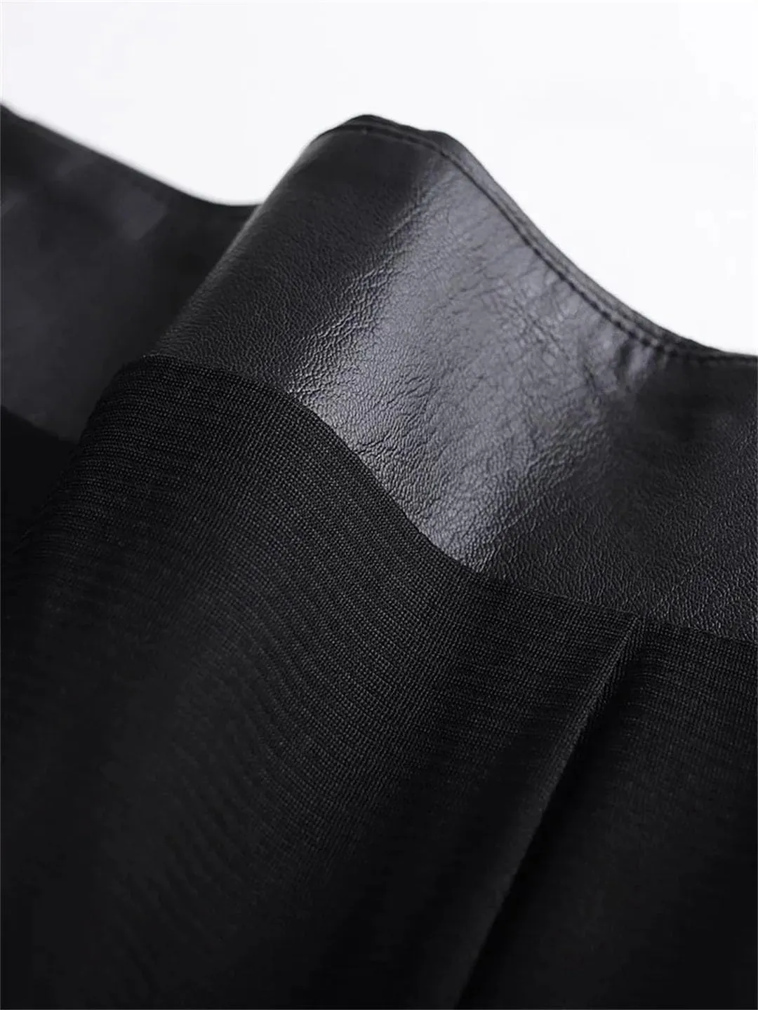 Vogrtcc Fall Winter Women High Waist Work PU Leather Skirts Ankle-Length Office Casual Pencil Skirt
