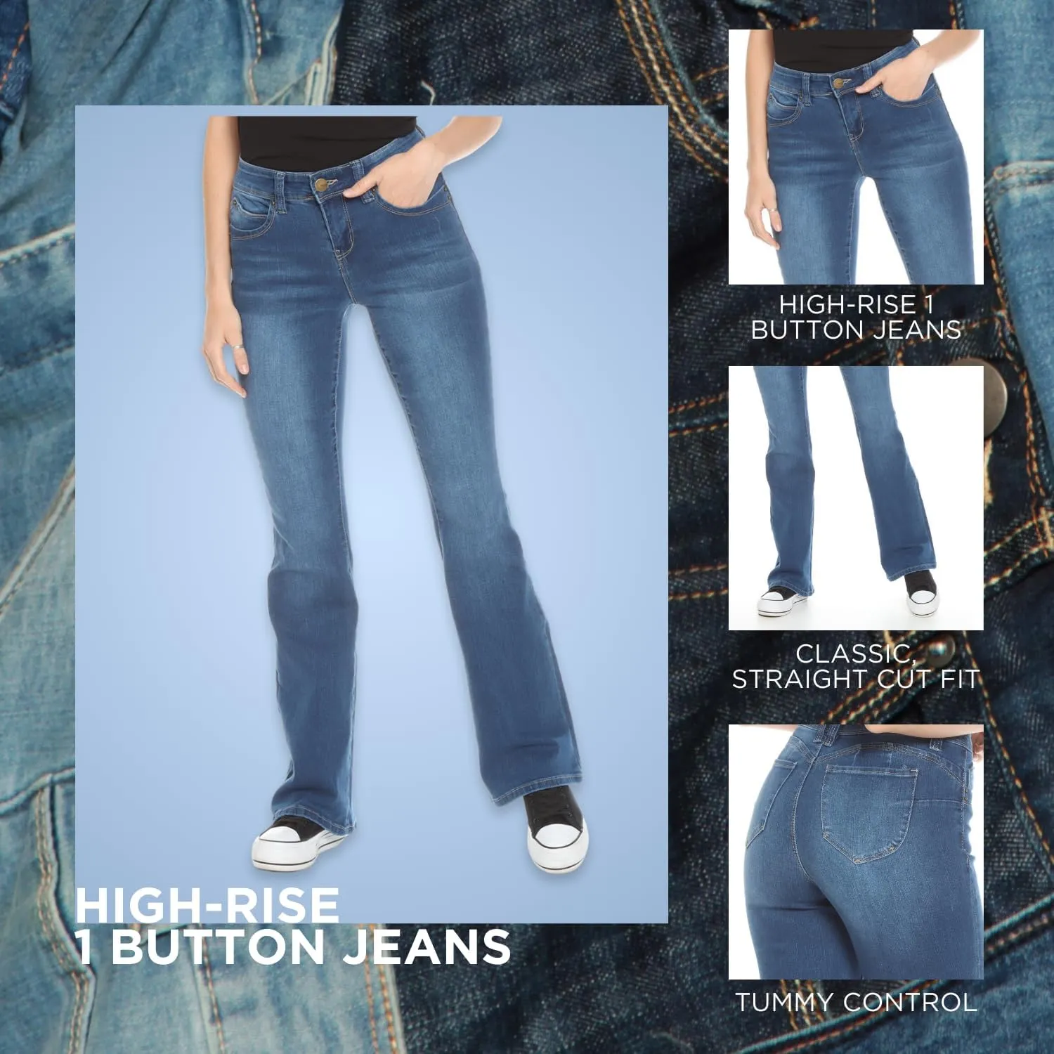 WADOS( Bootcut Jeans for Women, High Waisted, Classic Fit - Stretchy, Comfy Womens High Rise Flare Jeans - Denim Pants