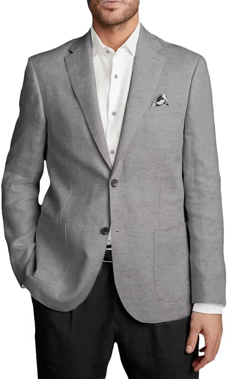 Wangyue Men's Linen Jacket Casual Sport Coat Slim Fit Lightweight Linen Blazer Jacket Stylish Two Buttons Sports Jackets