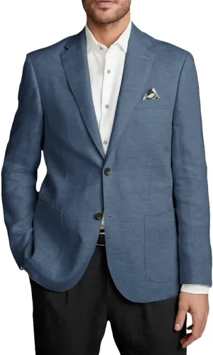 Wangyue Men's Linen Jacket Casual Sport Coat Slim Fit Lightweight Linen Blazer Jacket Stylish Two Buttons Sports Jackets