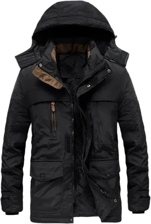 Warm Padded Parkas Men Winter Military Fleece Jackets Hooded Coats Multi-Pocket Casual Cotton Overcoat Plus Size