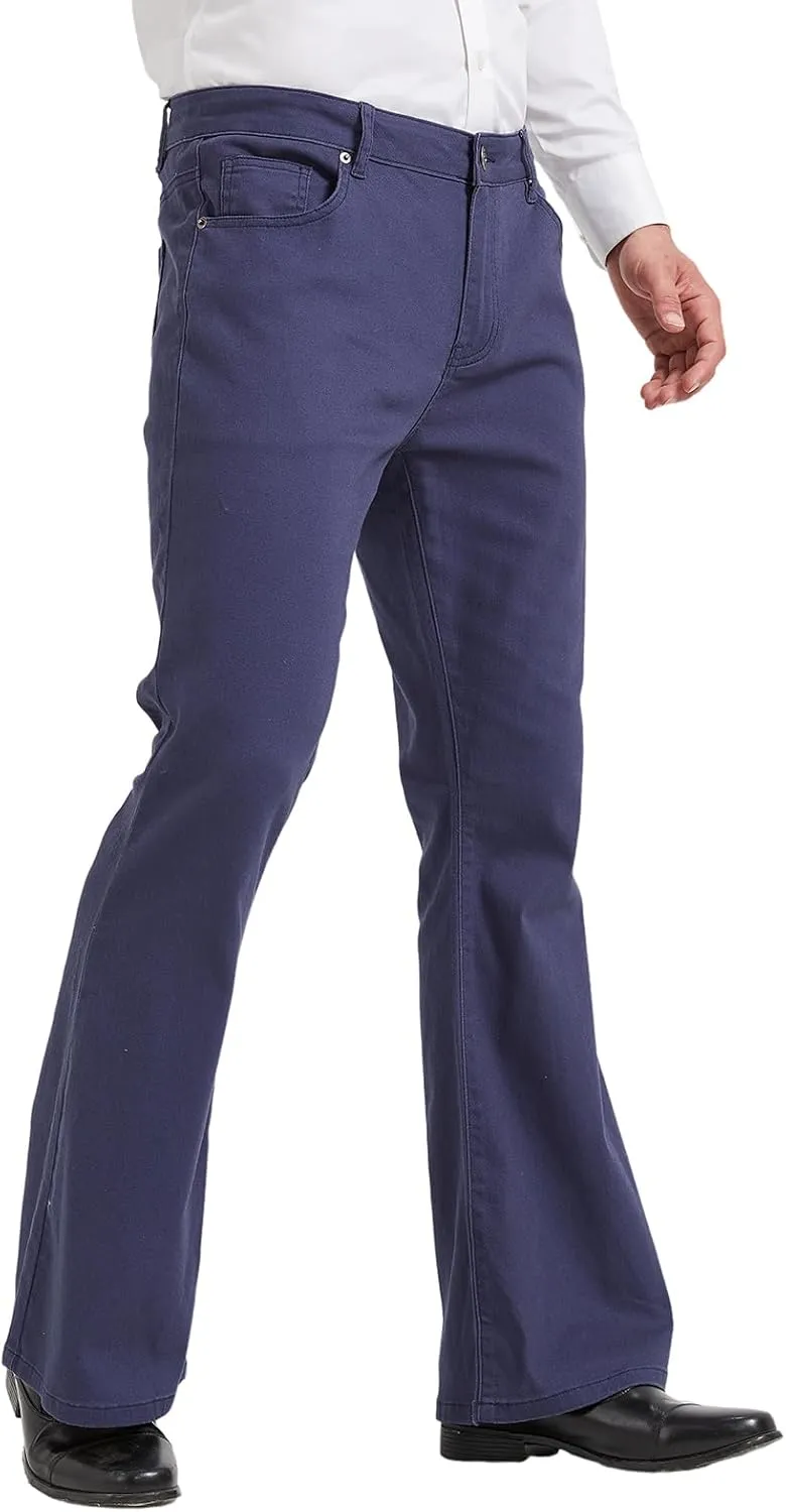 Wbestwind Men's Relaxed Stretch Vintage 60s 70s Bell Bottom Fit Comfort Flared Retro Leg Denim Jeans