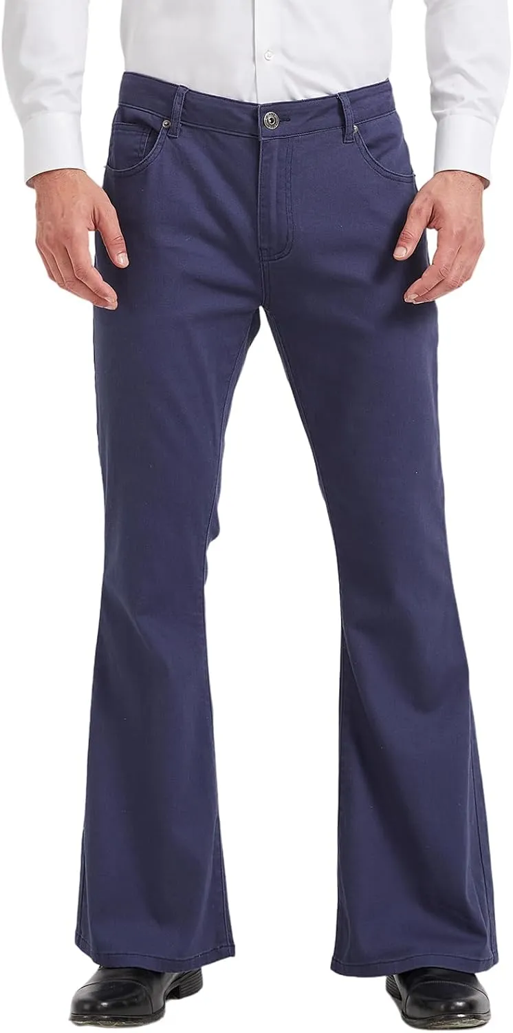 Wbestwind Men's Relaxed Stretch Vintage 60s 70s Bell Bottom Fit Comfort Flared Retro Leg Denim Jeans