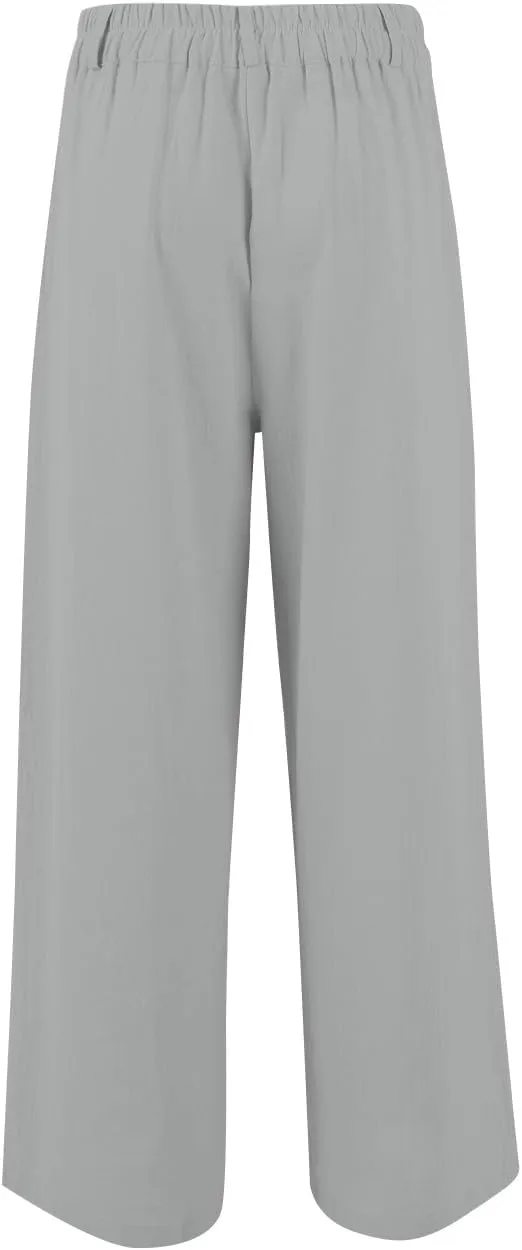 Wide Leg Pants Woman Trendy High Waisted Plain Linen Pants Business Work Dress Pant Flowy Palazzo Pant 2025