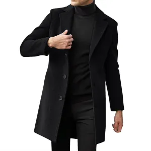 Winter Coats for Men Thick And Warm Notched Collar One Breasted Overcoat Warm Winter Trench Jacket Long Casual Outfits
