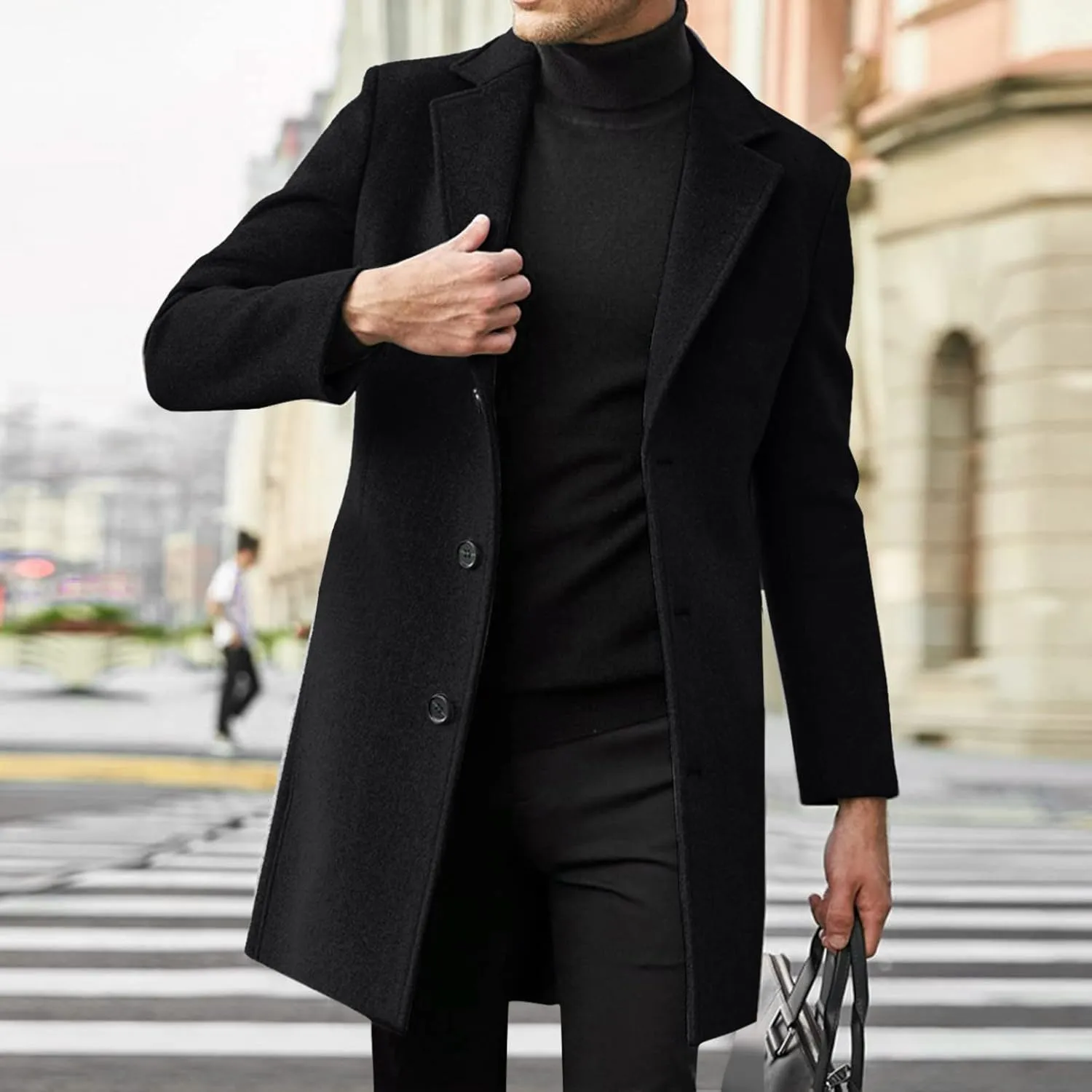 Winter Coats for Men Thick And Warm Notched Collar One Breasted Overcoat Warm Winter Trench Jacket Long Casual Outfits