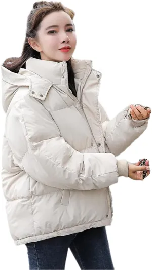 Winter Hooded Down Parka Coat Women Down Cotton Coat Ladies Warm Loose Cotton-Padded Coats Female Short Overcoat