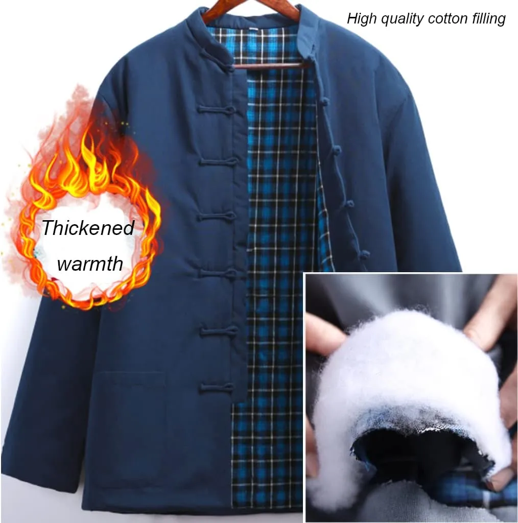 Winter Tang Suit Jackets Cotton Padded Coats Men Thick Warm Tai Chi Uniform Long Sleeve Chinese Clothes