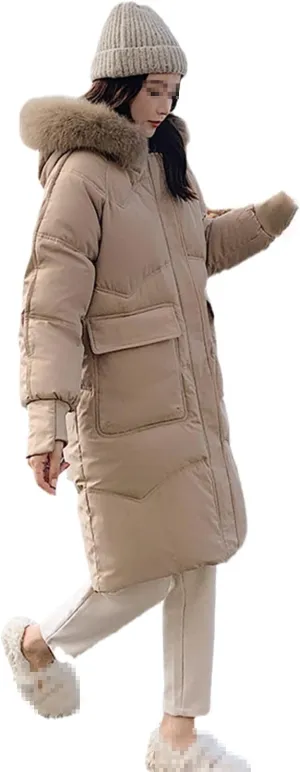 Winter Women's Down Puffer Long Jackets Baggy Thickening Warm Hooded Fluffy Oversized Fashion Cotton Padded Coats