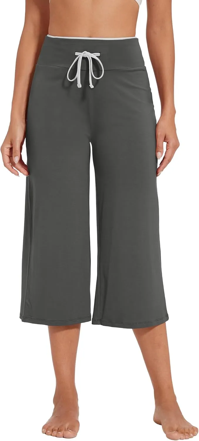 WiWi Women's Capri Pajama Pants Viscose from Bamboo Lounge Casual Bottoms Capris with Drawstring S-XXL