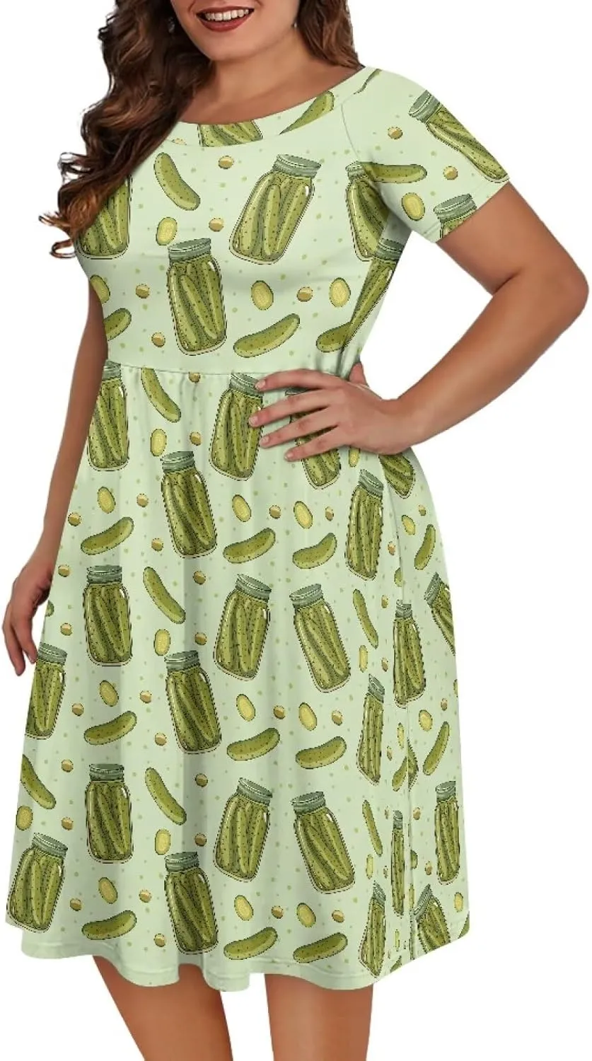 Women 2024 Casual Summer Dresses Spring Short Sleeve Casual Loose Swing Beach Sundress